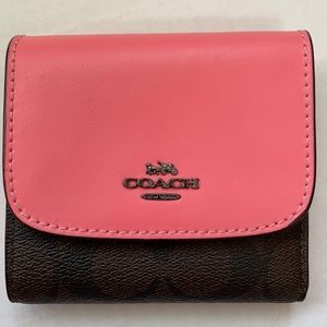 Coach Pink Lemonade Small Wallet w/ Signature